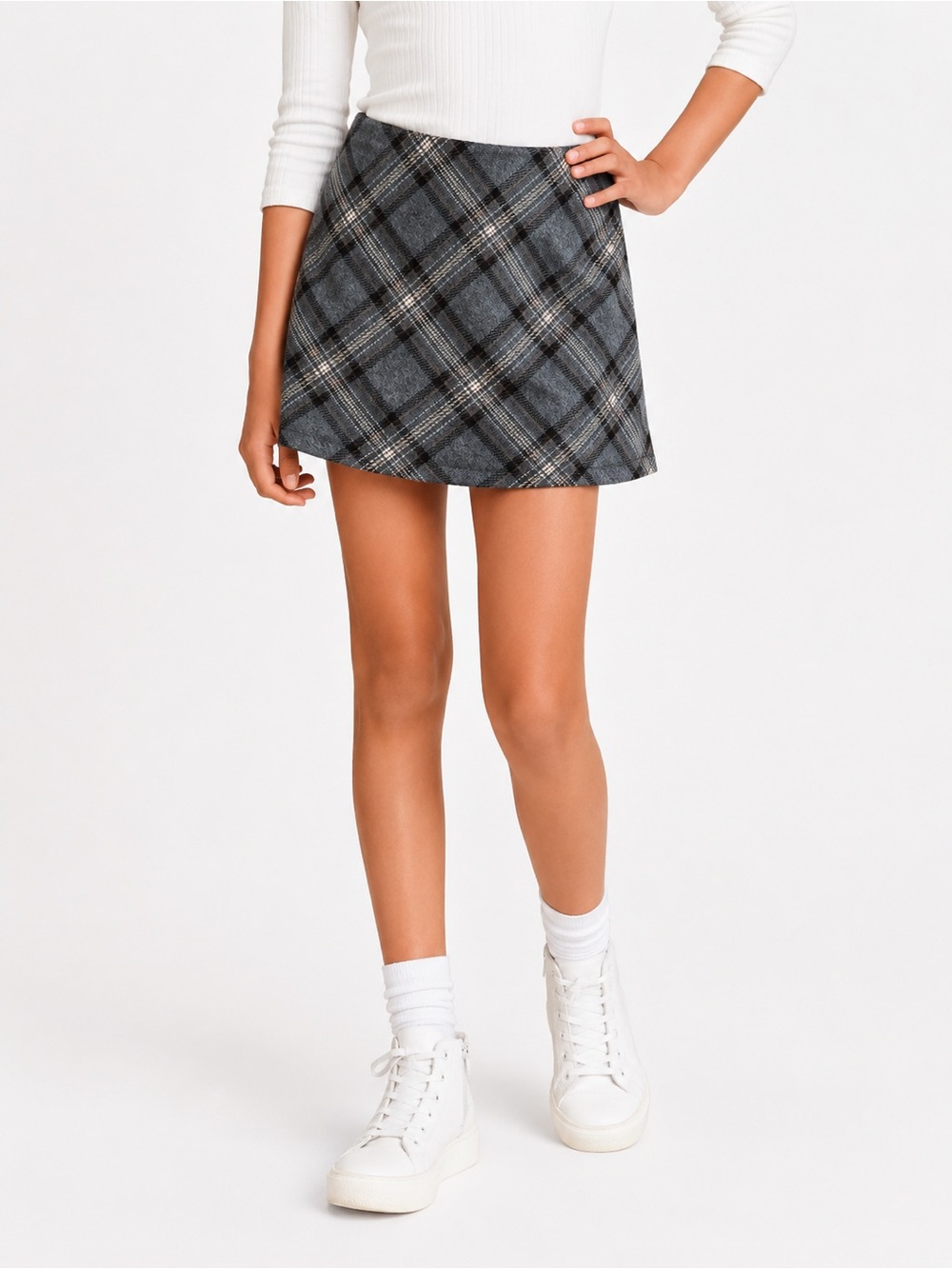 wild fable grey and pink Plaid Circle Skirt